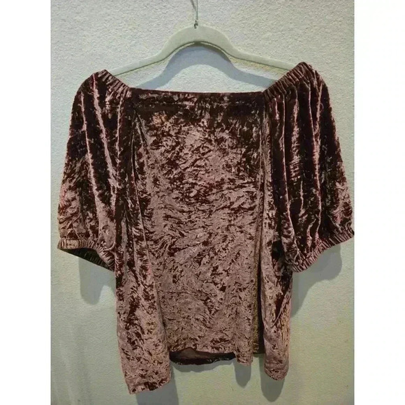 LOFT Women's XL Purple Crushed Velvet Square Neck Blouse - Picture 7 of 8